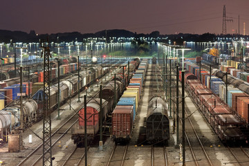 Rangierbahnhof Maschen bei Hamburg bei Nacht, marshalling yard