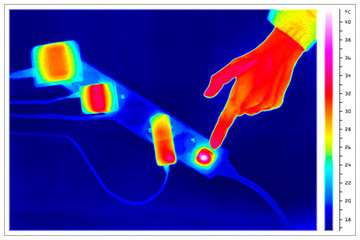 thermal imaging of multiple socket with switch, power converters