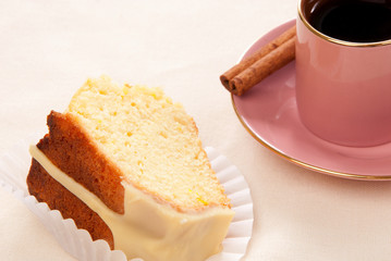 Peace of easter cake and espresso coffee cup
