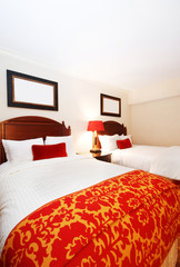 Double bed in the modern interior room