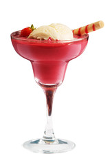 Cocktail with strawberry, ice-cream and tubule. Powerclip