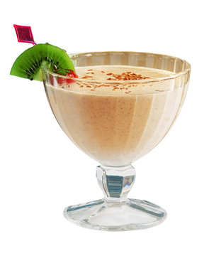 Milk cocktail with kiwi, strawberry and chocolate. Powerclip