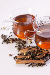 Green tea, healthy drink in table! Fresh hot tea!