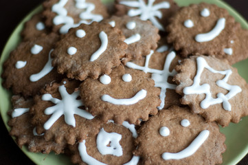 Fototapeta na wymiar Homemade gingerbread cookies on the plate