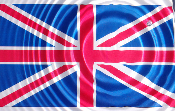 british   flag under water with nice circles and ripples