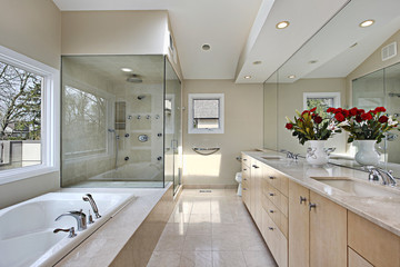 Master bath with glass shower