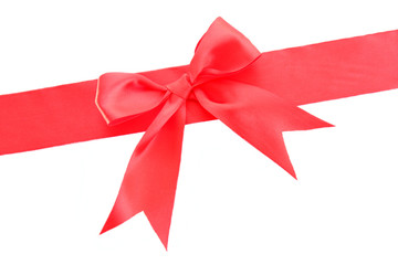Gift red ribbon and bow isolated on white background