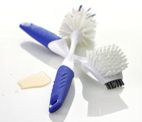 Fototapeta na wymiar plastic brushes for kitchen