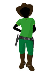 African American Teen Cowboy Illustration