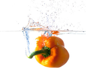 Bell Pepper Dropping Into Water