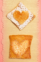 Card from textured paper with hearts