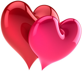 Red heart shapes in Love passion. Sweethearts couple lovers