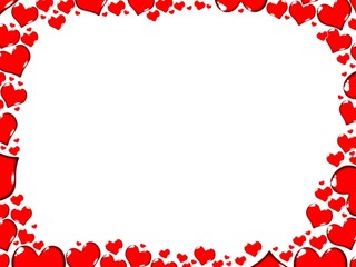 love red hearts border frame card