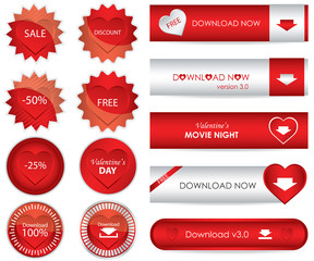 special red website download buttons - valentine's day edition