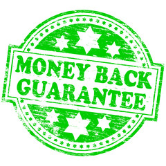 Rubber stamp illustration showing "MONEY BACK GUARANTEE" text