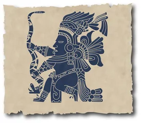 Foto op Canvas the vector mayan and inca tribal on old paper © sdmix