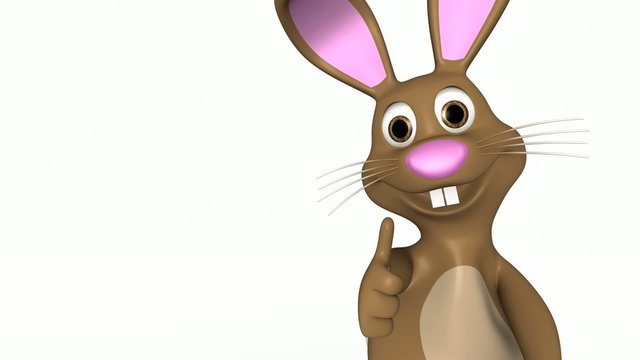 Hase h&auml;lt Daumen in die Kamera