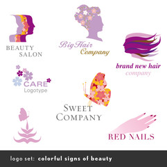 logo set: colorful signs of beauty