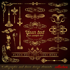 Gold calligraphic design elements