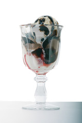 Ice Cream Sundae with Chocolate and Strawberry Sauce