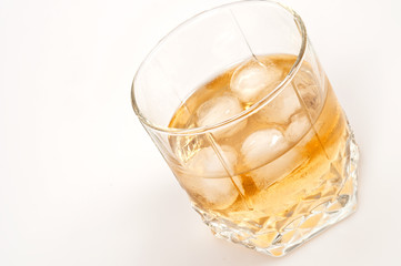 Alcohol glass with ice