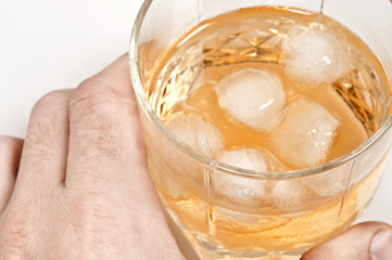 Alcohol glass with ice