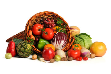 Cornucopia With Fresh Fruits and Vegetables