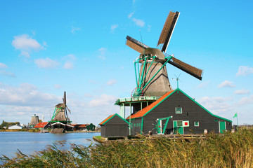Naklejka premium Windmills in Zaanse Schans