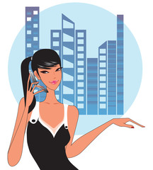 business office women background cellphone