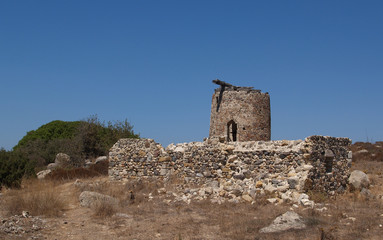 Typical old torso of greece windmill