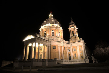 Turin, basilic of Superga by night