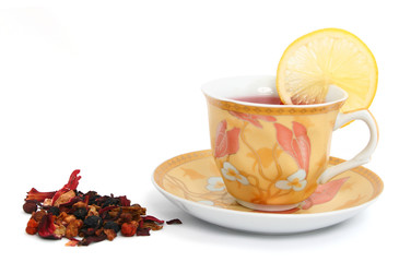 Tea and lemon slice