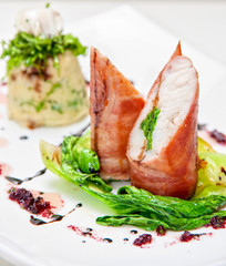 pike perch at bacon