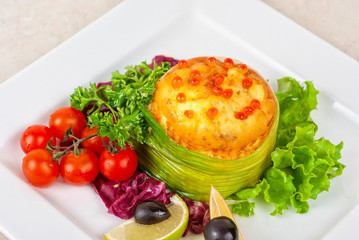 salmon with omelette and philadelphia cheese