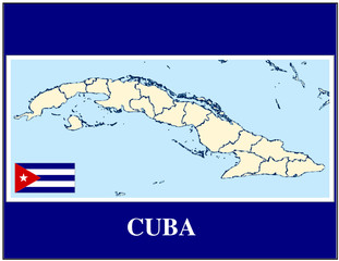Cuba national emblem map coat flag business background