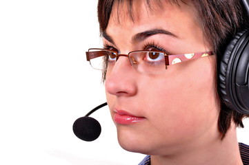 Call center woman with headset.