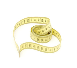 Measuring tape looking as heart isolated over white background