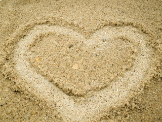 Heart on sand