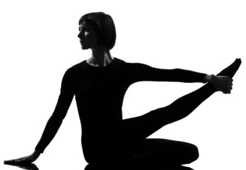 Parivrtta Krounchasana heron pose yoga woman © snaptitude