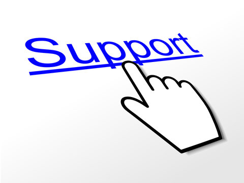 “SUPPORT” Hyperlink (customer service contact web button cursor)