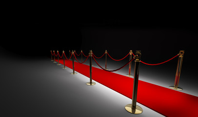 Red carpet isolated on black 3d render