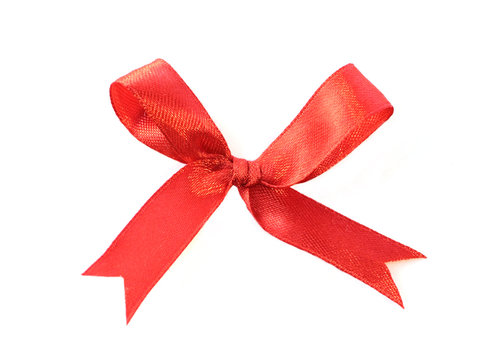 isolated red fabric bow on white background