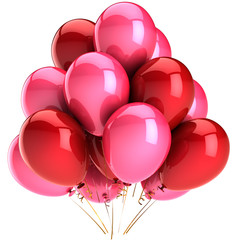 Pink red balloons. Love romantic party holiday symbol