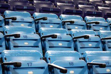 Fototapeta premium Blue empty seats on the stadium