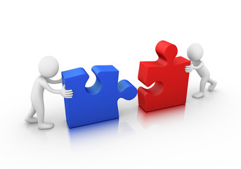 Problem solved! Two jigsaw puzzle pieces ready to be assembled