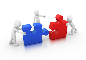 Problem solved! Two jigsaw puzzle pieces ready to be assembled