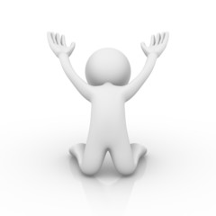 Open arms / On knees / happy / Success