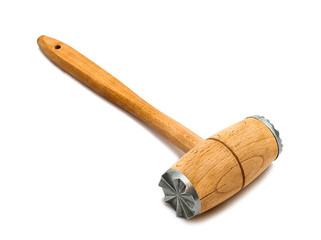 Silver wooden meat tenderizer isolated on white background