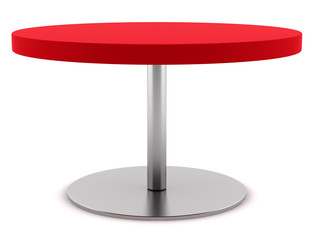 modern red round table isolated on white background