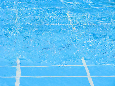 bottom and water in blue transparent pool  . background